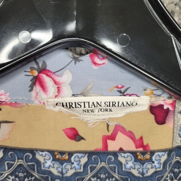 Christian Siriano Top Womens Plus 1X Blue Floral Print Collared Button Up Casual - Picture 6 of 7